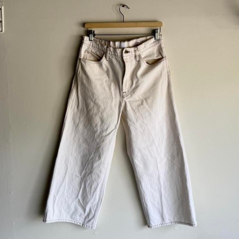 Frame wide leg white/cream jeans